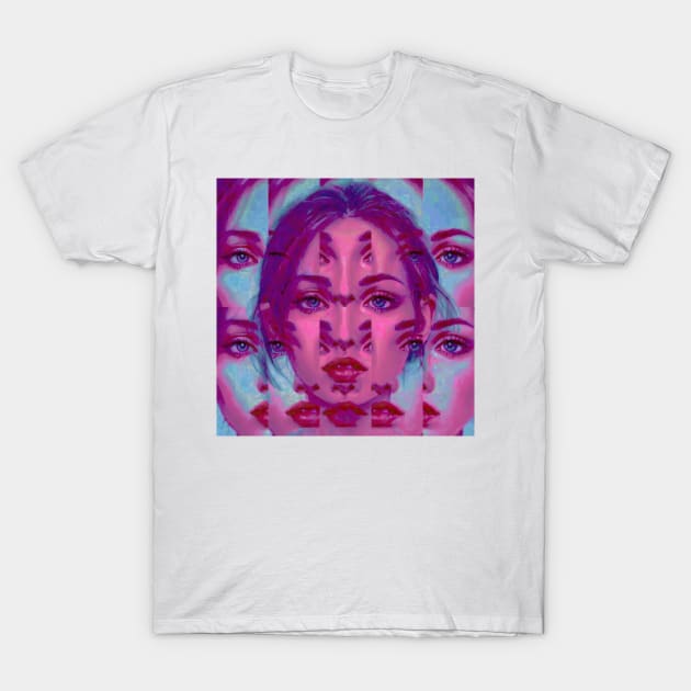 BIG WINS Weirdcore Glitch Art Portrait T-Shirt by raspberry-tea